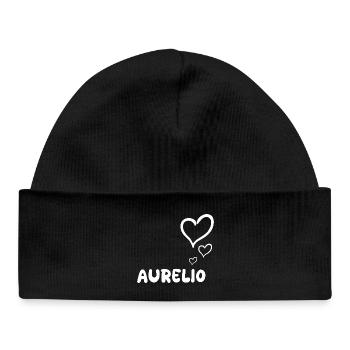 Aurelio als Name - Baby Organic Mütze - Schwarz - Vorne