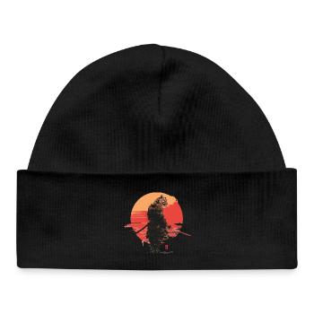 Tiger Samurai at Sunset - Baby Organic Beanie - black - Front