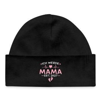Je vais devenir maman en 2027 - Annonce de grossesse - Bonnet bébé bio - noir - Devant