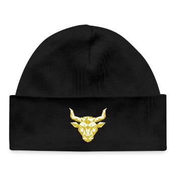 Geometric Gold Bull Head - Baby Organic Beanie - black - Front