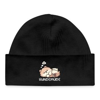 Hundemüde Zwergspitz Zwergspitze Spitzhund Spitz - Baby Organic Mütze - Schwarz - Vorne