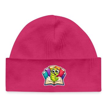 Cheerful Bookworm - Baby Organic Beanie - hot pink - Front