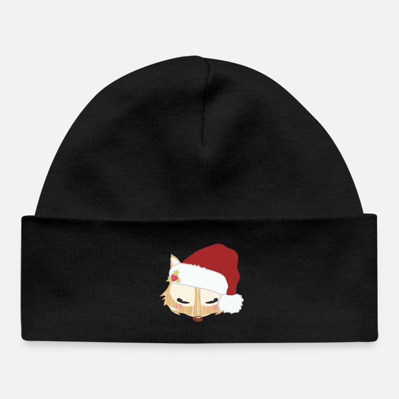 La tête d'un Renard avec un chapeau de Noël - Bonnet bébé bio - noir