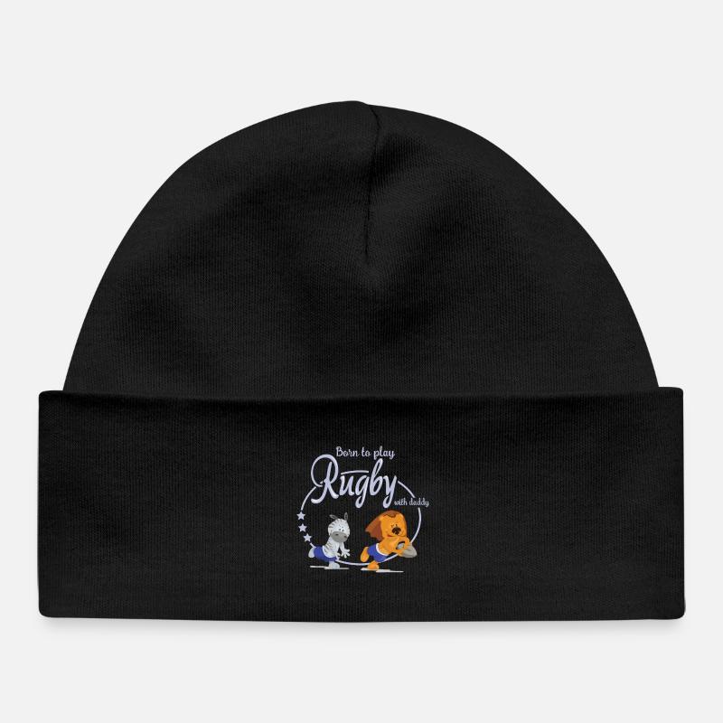 born to play rugby - Bonnet bébé bio - noir