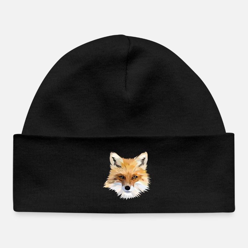 Tête de renard polygonale - Bonnet bébé bio - noir