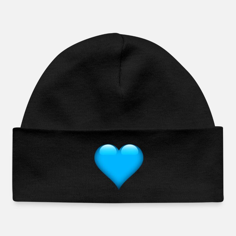 Motif cœur bleu brillant - Bonnet bébé bio - noir