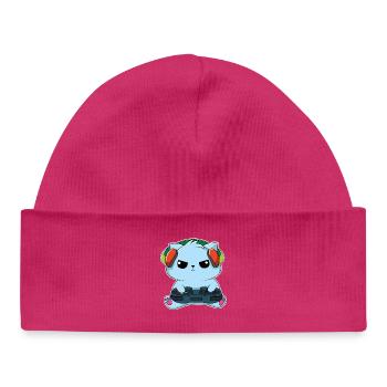 Gamer Cat - Design - Baby Organic Beanie - hot pink - Front