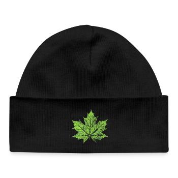 Feuille d’érable - VERT - Naturel / Design forestier - Bonnet bébé bio - noir - Devant