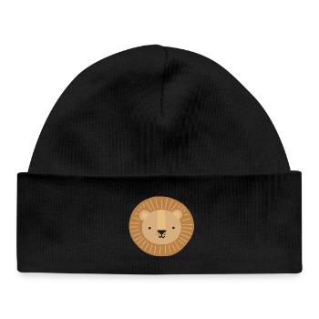 Löwenkopf Kindermotiv - Baby Organic Mütze - Schwarz - Vorne