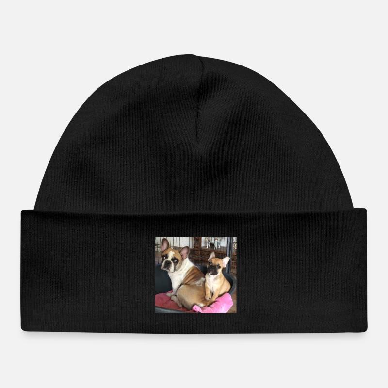Français Bulldog Mère et Fils - Bonnet bébé bio - noir