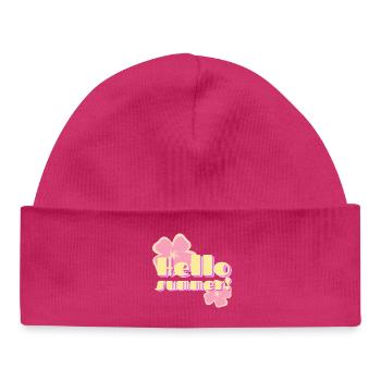 Hallo Sommer-Retro-Pastellblumen - Baby Organic Mütze - hot Pink - Vorne