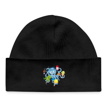 cool octopus with lots of ice cream under water - Baby Organic Beanie - black - Front