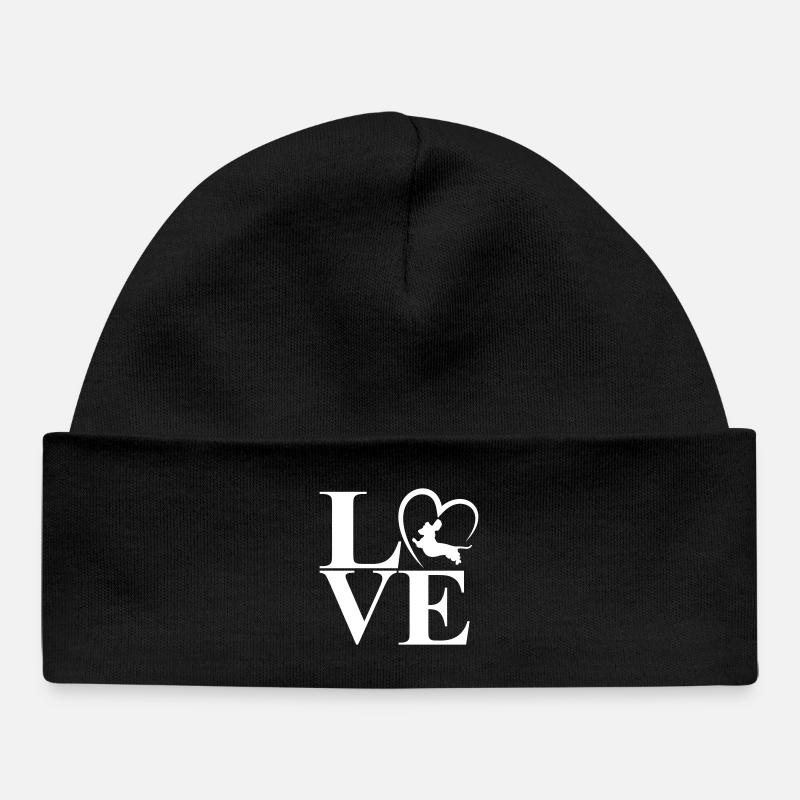 Teckel Dackel Love Heart - Bonnet bébé bio - noir
