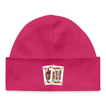 Reine et Roi de Cœur - Bonnet bébé bio - hot pink - Devant