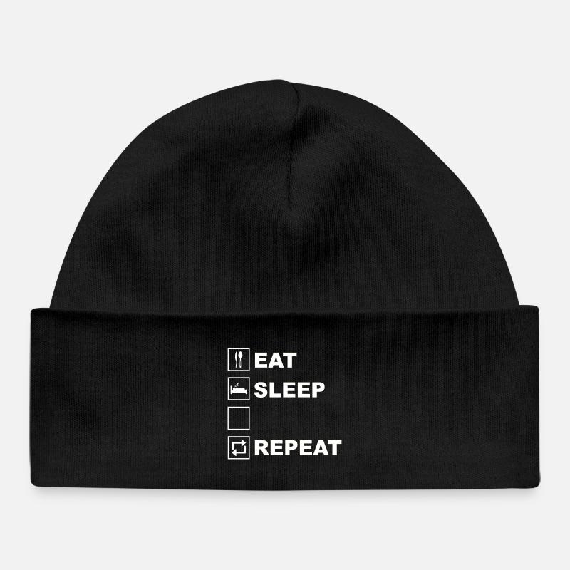Disposition des icônes Eat Sleep Repeat - Bonnet bébé bio - noir