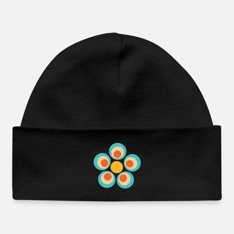 des années 70 motif de fleur - Bonnet bébé bio - noir