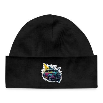 Farbiger Oldtimer Spritzer - Baby Organic Mütze - Schwarz - Vorne
