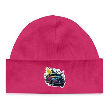 Farbiger Oldtimer Spritzer - Baby Organic Mütze - hot Pink - Vorne