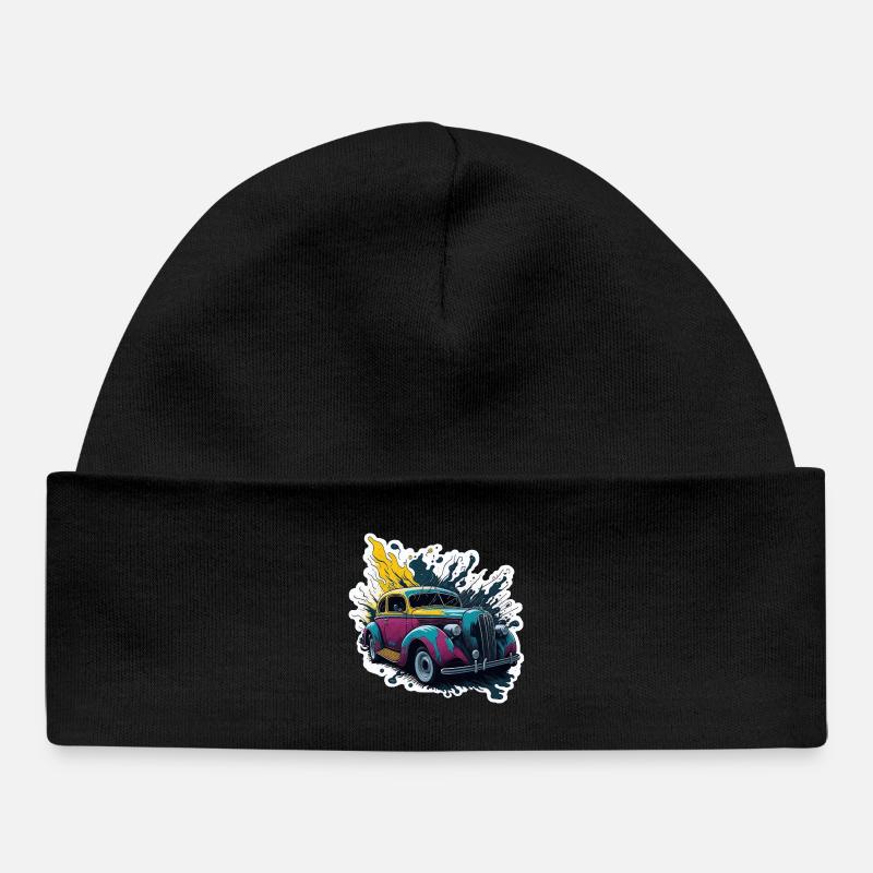 Éclaboussure de voiture vintage colorée - Bonnet bébé bio - noir