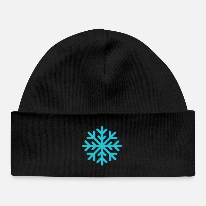 Flocon de neige bleu géométrique - Bonnet bébé bio - noir