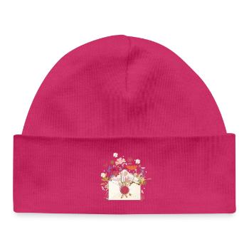 floraler Briefumschlag mit Blüten und Siegel - Baby Organic Mütze - hot Pink - Vorne