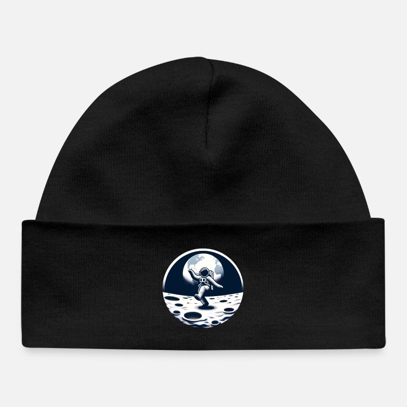 Dancing astronaut on the moon - Baby Organic Beanie - black