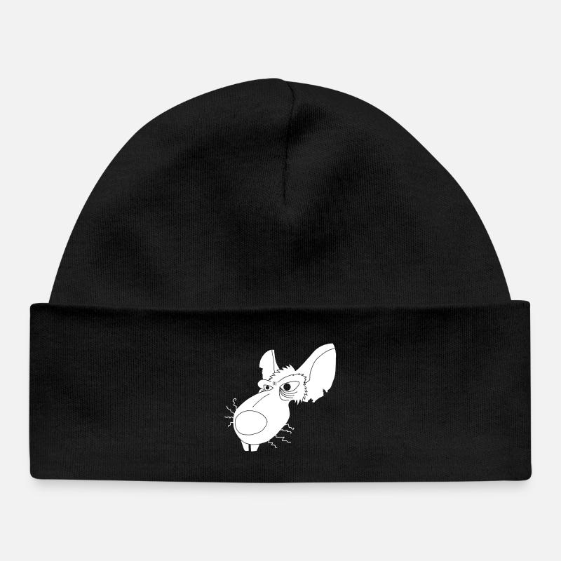 Rat d'égout blanc - Bonnet bébé bio - noir