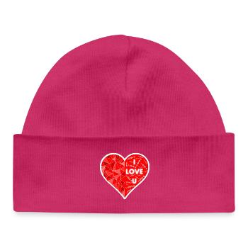 I LOVE U HEART - Baby Organic Beanie - hot pink - Front