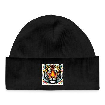 Tiger Pop Art - Baby Organic Mütze - Schwarz - Vorne