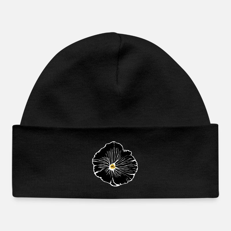 Fleur, Noir, Fleurs, Noir, Fleur - Bonnet bébé bio - noir