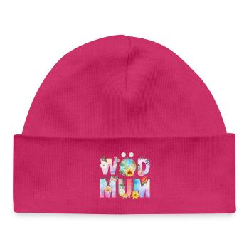Wöd Mum - Maman du monde, Meilleure maman, Fête des mères - Bonnet bébé bio - hot pink - Devant