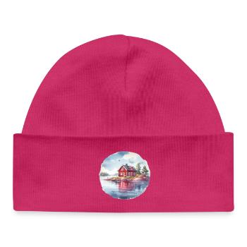 Maison suédoise cadeau de vacances maison suédoise - Bonnet bébé bio - hot pink - Devant