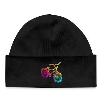 Illustration de vélo géométrique arc-en-ciel - Bonnet bébé bio - noir - Devant