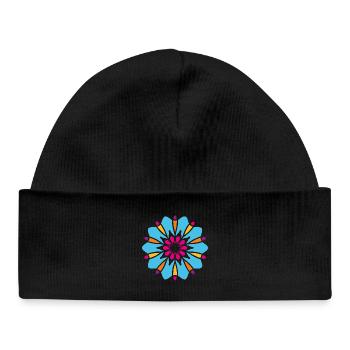 Yoga Ornament Concentration Meditation India Om - Baby Organic Beanie - black - Front