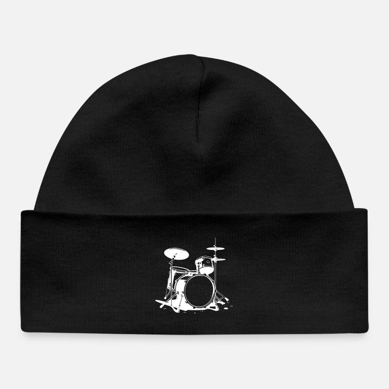 Drum Set Drawing - Baby Organic Beanie - black