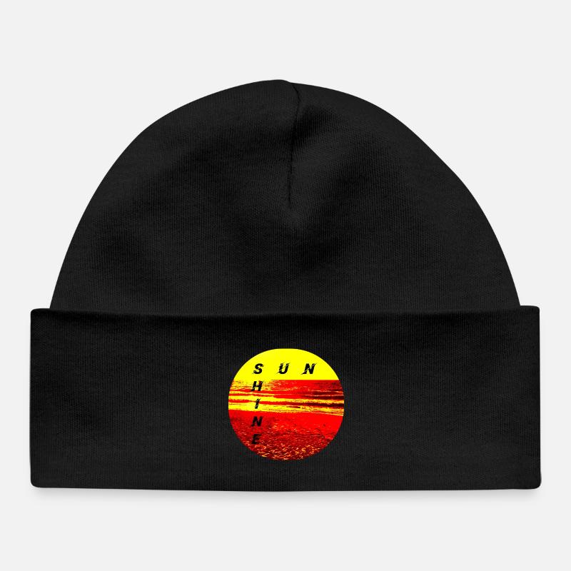 SunShine Feu Coucher de soleil Été Soleil Feu - Bonnet bébé bio - noir