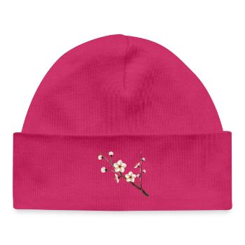 Plum blossom branch – delicate elegance in spring - Baby Organic Beanie - hot pink - Front