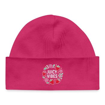 Juicy Vibes - Sommerdesign mit Erdbeeren - Baby Organic Mütze - hot Pink - Vorne