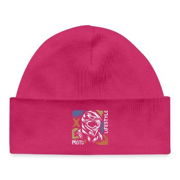 vintage motocross biker - moto x illustration - Baby Organic Beanie - hot pink - Front