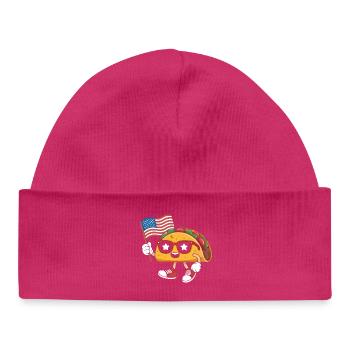 Patriotic Kawaii Taco Independence Day 4th of - Baby Organic Beanie - hot pink - Front
