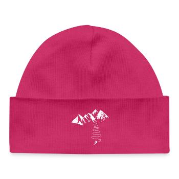 Cadeau Skieur De Haute Montagne Alpes Pyrenées - Bonnet bébé bio - hot pink - Devant