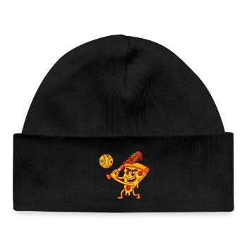 Pizza Slice Baseball Player Cartoon Design - Bonnet bébé bio - noir - Devant