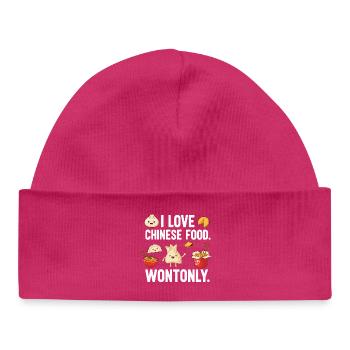 Design fantaisiste sur le thème de la cuisine chinoise - Bonnet bébé bio - hot pink - Devant