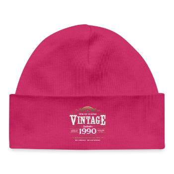 35th Birthday Vintage September Year 1990 - Baby Organic Beanie - hot pink - Front