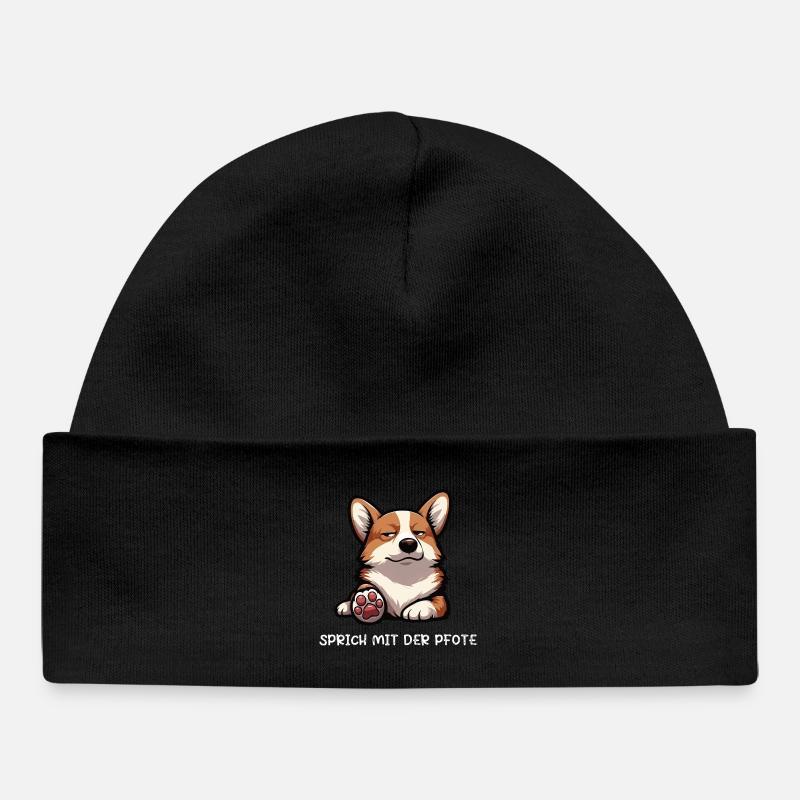 Parlez à la patte Corgi Corgi Welsh Corgi - Bonnet bébé bio - noir