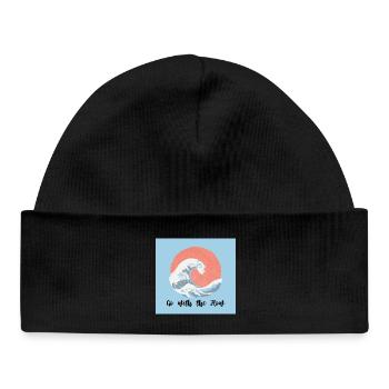 Vagues de la mer avec dicton motivant - Bonnet bébé bio - noir - Devant