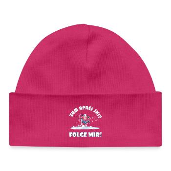 For après-ski? Follow me! – Funny Winter Saying - Baby Organic Beanie - hot pink - Front
