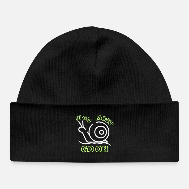 Slow must go on - Baby Organic Beanie - black