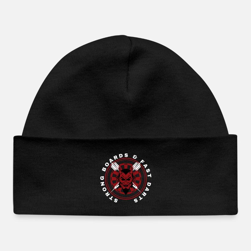 Darts, bullseye, dartboard and devil. - Baby Organic Beanie - black