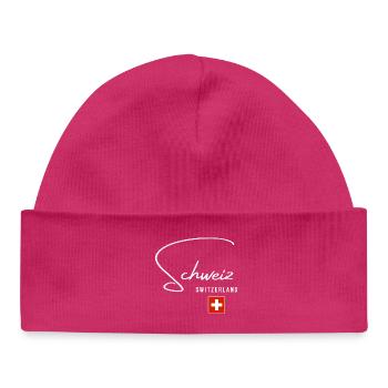 Swiss pride, sleek minimalist design - Baby Organic Beanie - hot pink - Front
